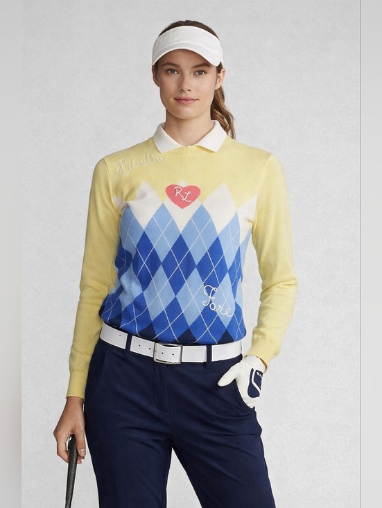 Polo Ralph Lauren Sweaters - NWT Polo Ralph Lauren Golf Pullover in Yellow Argyle Cashmere-Blend Sweater S